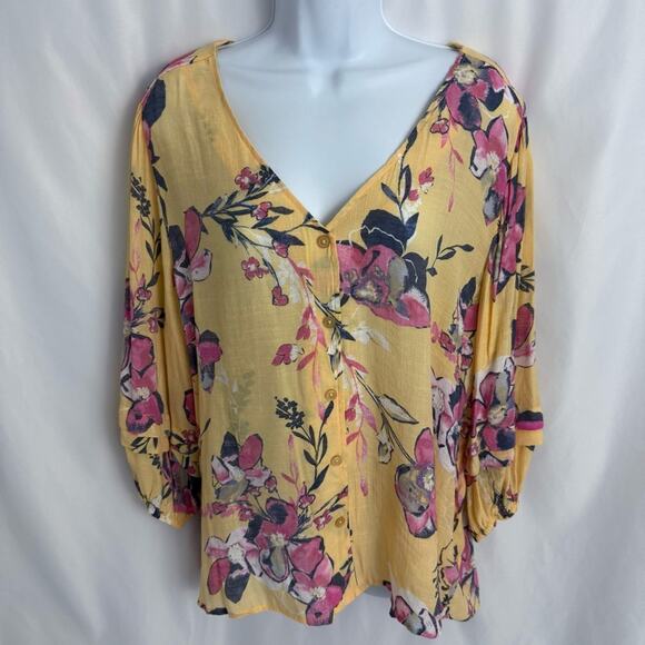 Zac&Rachel Lightweight Floral Button Down Top Size X-Large - Picture 1 of 10